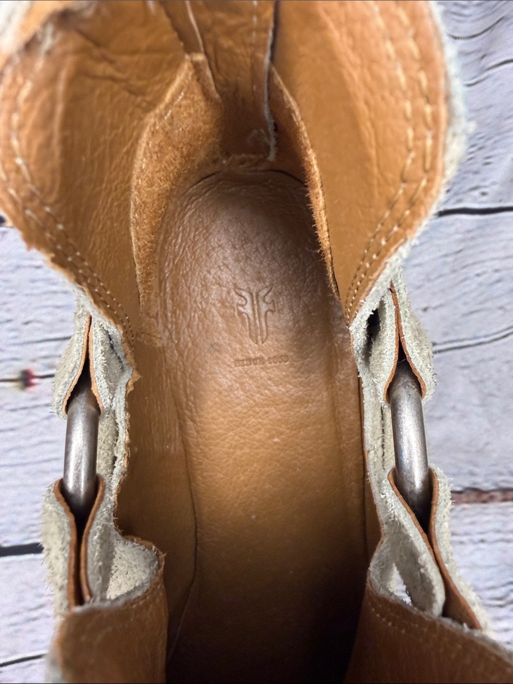 Frye Beige Suede Cutout Ankle Booties with Ring Detail - Picture 7 of 11